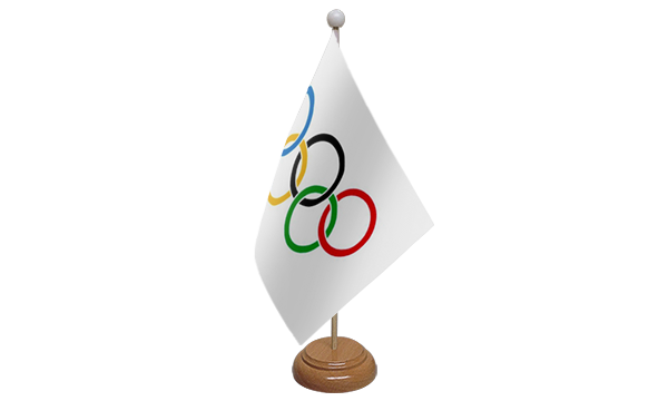 Olympic Small Flag With Wooden Stand
